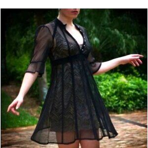 Free People Black Mini Mesh Dress.  Sz S